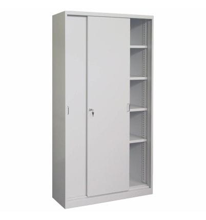 Metalowa szafa biurowa z drzwiami przesuwnymi i półkami SBM 221