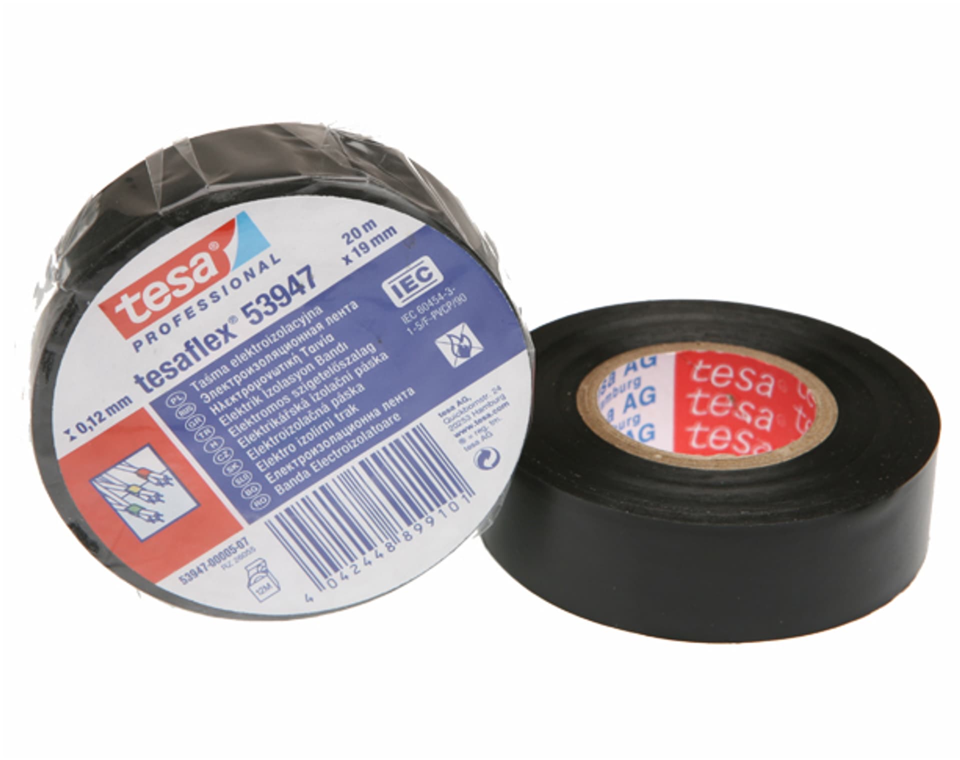 Taśma izolacyjna Tesa, 20m/19mm, PVC, czarna. (1LM)