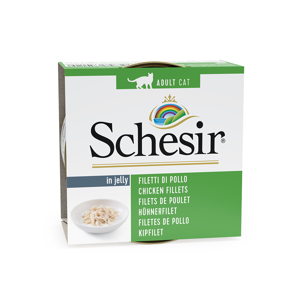 19 + 5 gratis! Schesir w galarecie, saszetki i puszki, 24 x 85 g - Filety z kurczaka, puszki 24x85 g