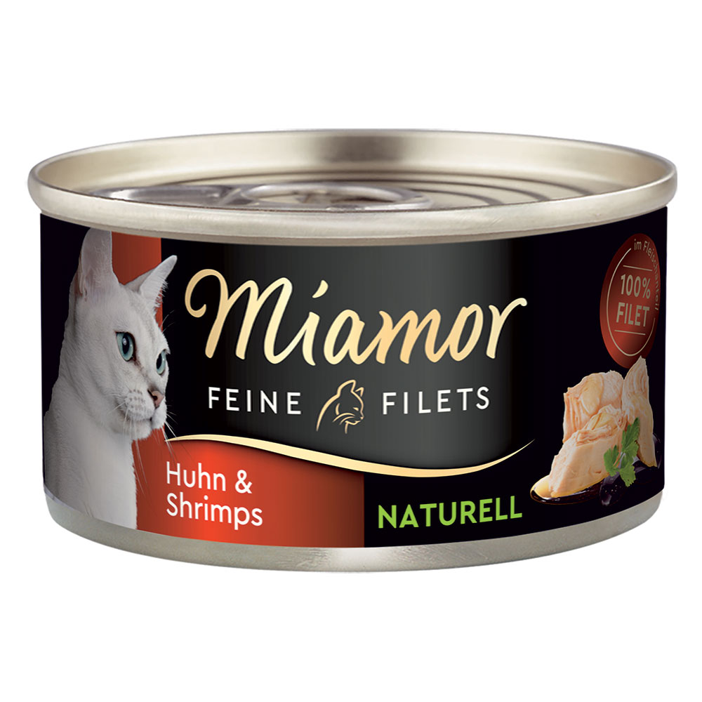 Miamor Feine Filets Naturelle, 6 x 80 g, kurczak z krewetkami