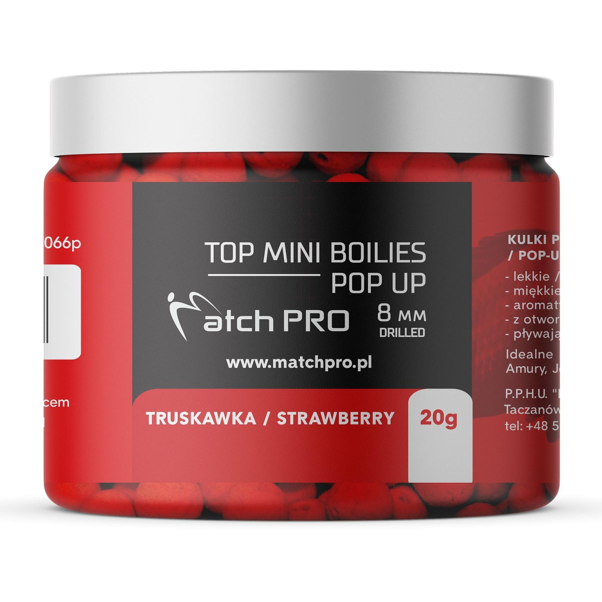 MATCHPRO Kulki proteinowe TOP BOILIES POP UP TRUSKAWKA 8 MM/20 G Unisex