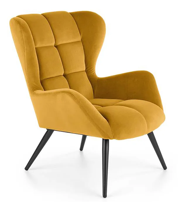 Musztardowy fotel uszak C9-N53