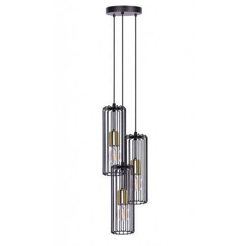Czarno-złota industrialna lampa wisząca tuba - S776 C9-G76