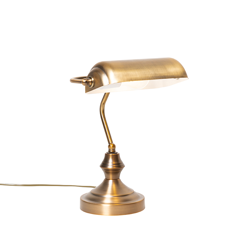 QAZQA Klasyczna lampa stołowa/lampa notarialna z brązu - Banker