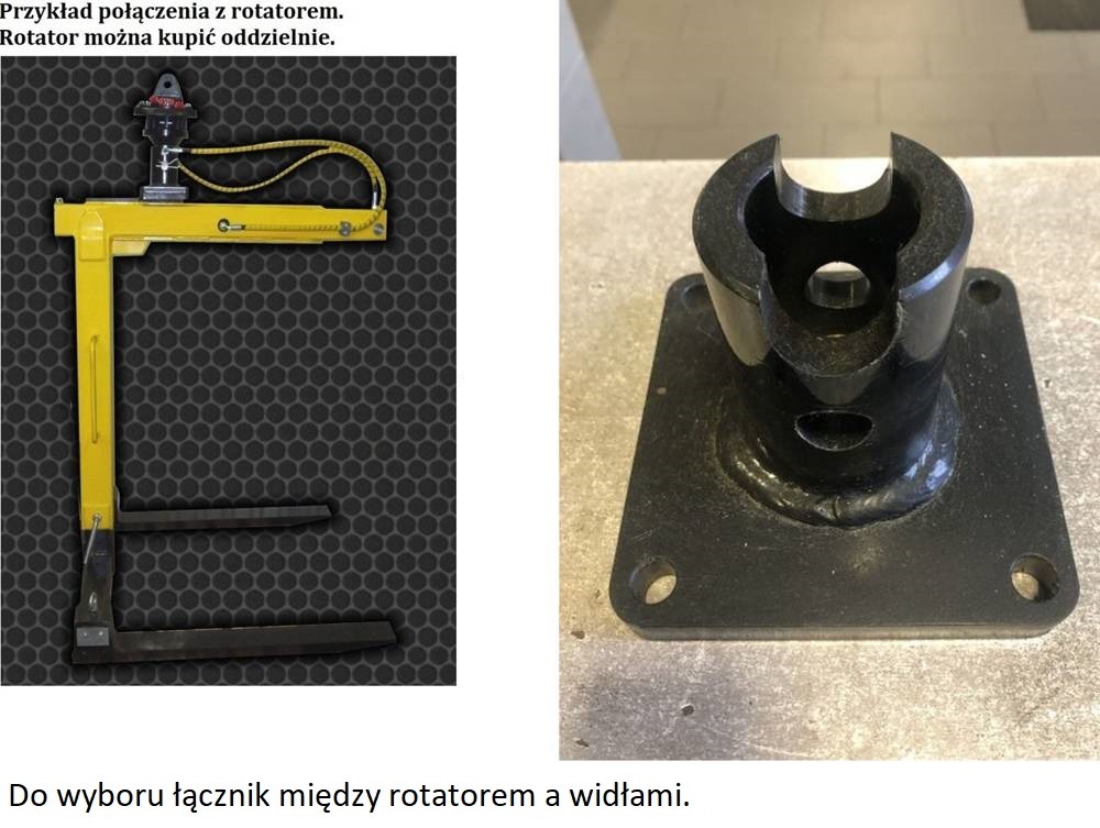 HYLDROBLE Widły do palet hydrauliczne - do wyboru łącznik między rotatorem a widłami (udźwig: 2 T, długość wideł: 1000mm, robocza: 170cm) 80879958