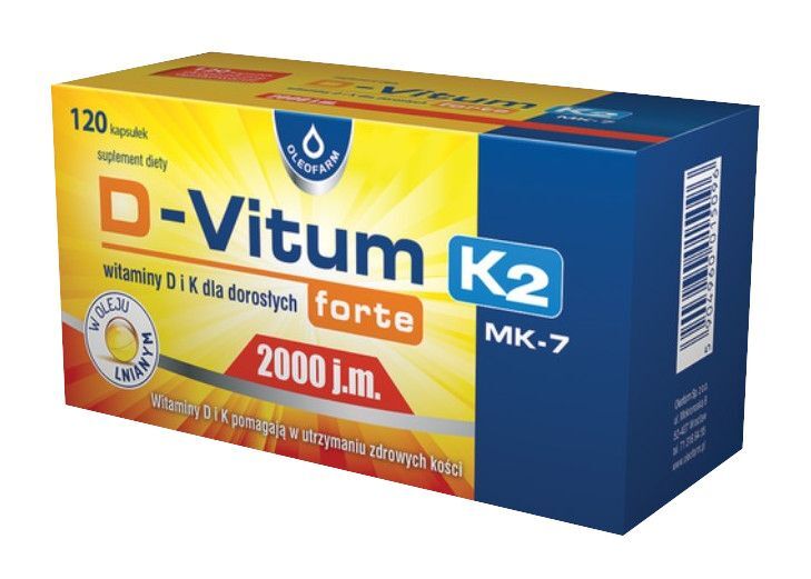 D-Vitum Forte 2000 j.m. K2, suplement diety, 120 kapsułek  3158443