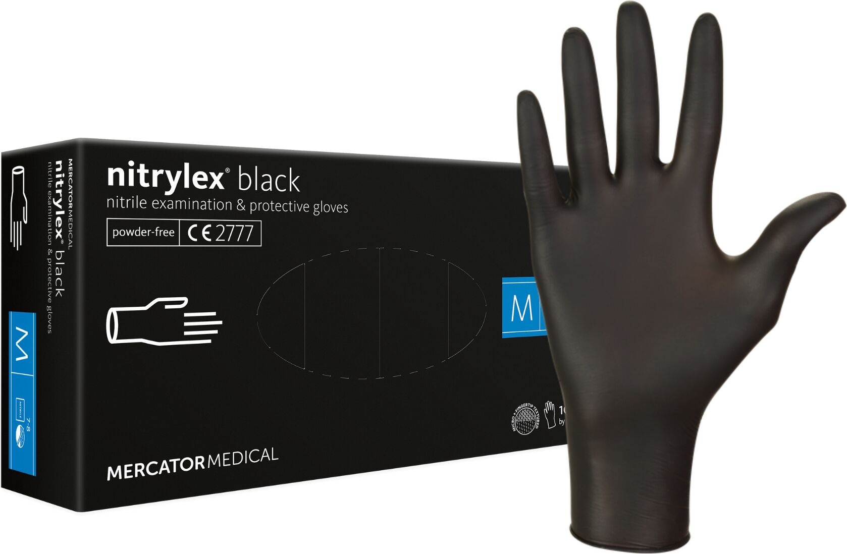 Nitrylowe rękawice ochronne - CZARNE - wytrzymałe, niepudrowane (Nitryl Black)