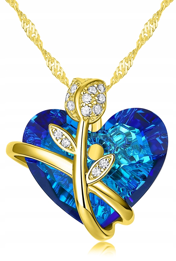 Złoty Naszyjnik Swarovski Serce Dla Kobiety Srebro