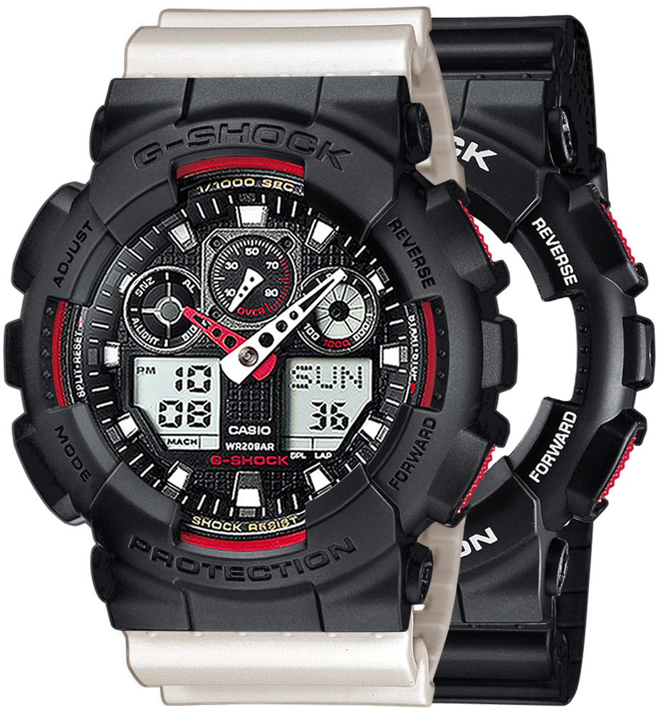 Zegarek G-SHOCK SET GA-100-1A4ER + BEZEL 10358741 + PASEK 10395227