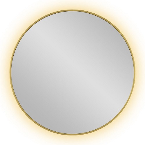 Lustro łazienkowe okrągłe 80 cm złota rama z oświetleniem LED