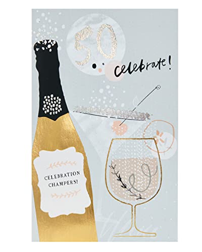 UKGreetings kartka na 50. urodziny świętowanie Champers Kartka z życzeniami