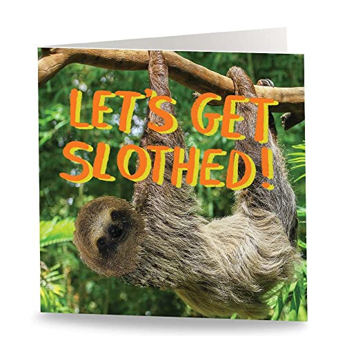 Maturi 'Let's Get Slothed' zabawna kartka z życzeniami urodzinowymi - puste wnętrze