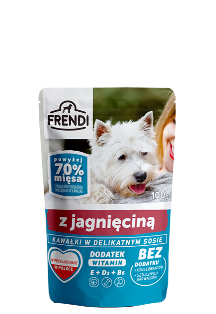Frendi-  Kawałki w delikatnym sosie z jagnięciną 100g.