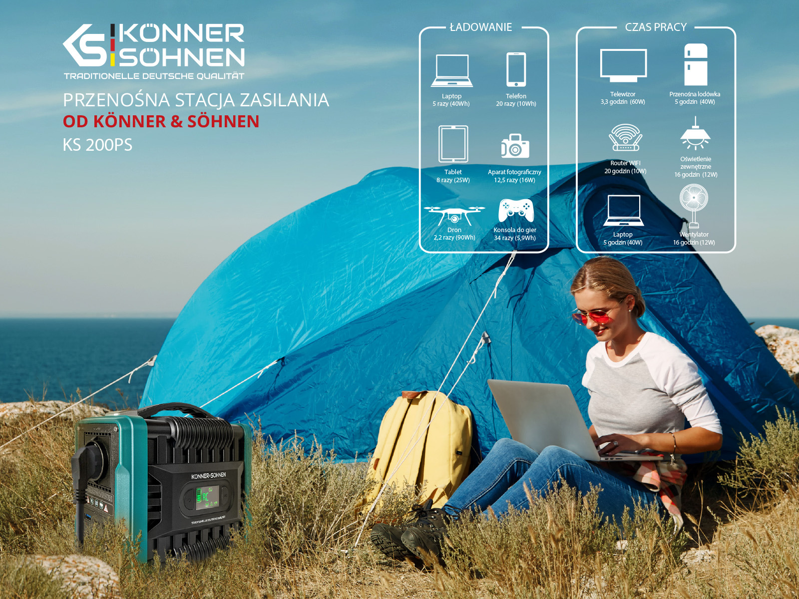 PRZENOŚNY POWERBANK STACJA ŁADOWANIA 14Ah KS 200PS Könner & Söhnen KS