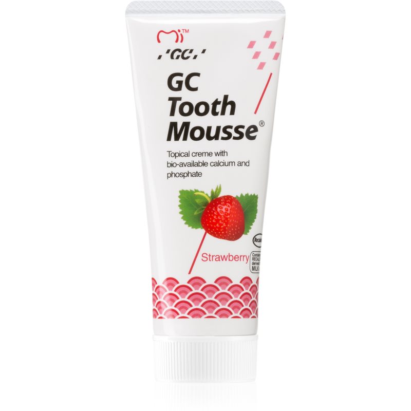 GC Tooth Mousse Strawberry remineralizujący krem ochronny do wrażliwych zębów bez fluoru do profesjonalnego użytku 35 ml