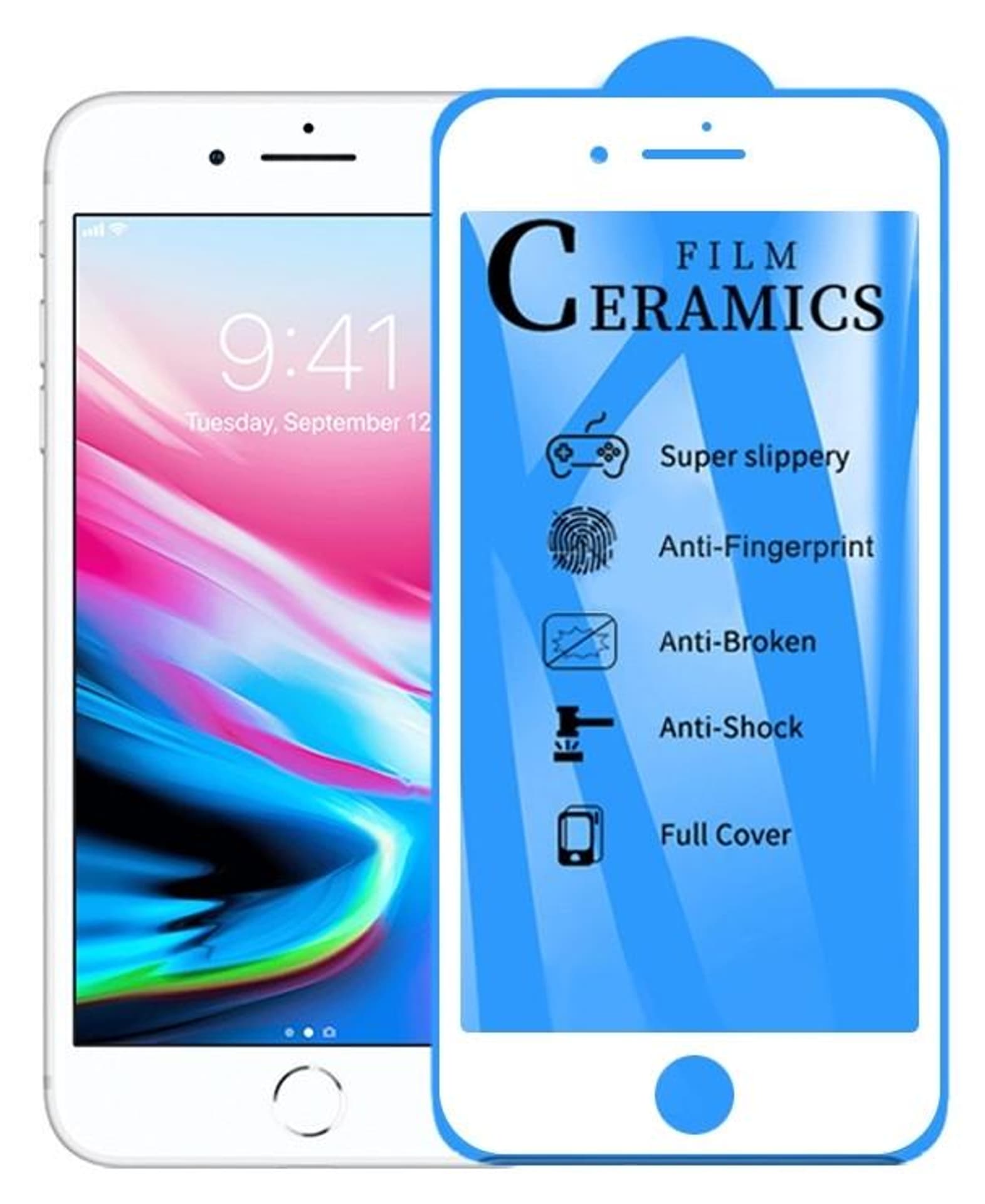 Szkło Ceramiczne IPHONE SE 2022 / SE 2020 / 7 / 8 Hybrydowe 9D Ceramic Białe