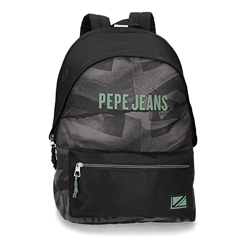 Pepe Jeans Davis plecak na laptopa, podwójna kieszeń, 15,6 cala, czarny, 31 x 44 x 17,5 cm, poliester, 20,46 l