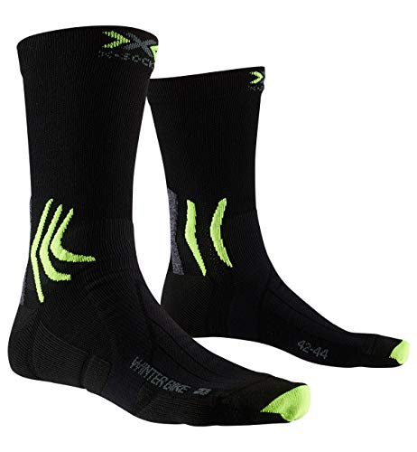 X-Socks Zimowe skarpety rowerowe 4.0 dla mężczyzn i kobiet, skarpety rowerowe MTB, skarpety funkcyjne czarny black/Grey/phyton yellow 39-41