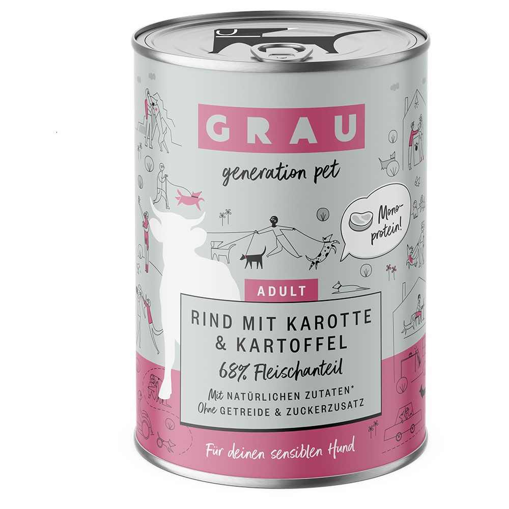 Grau karma mokra dla psa, 6 x 400 g - Wołowina z marchewką i ziemniakami