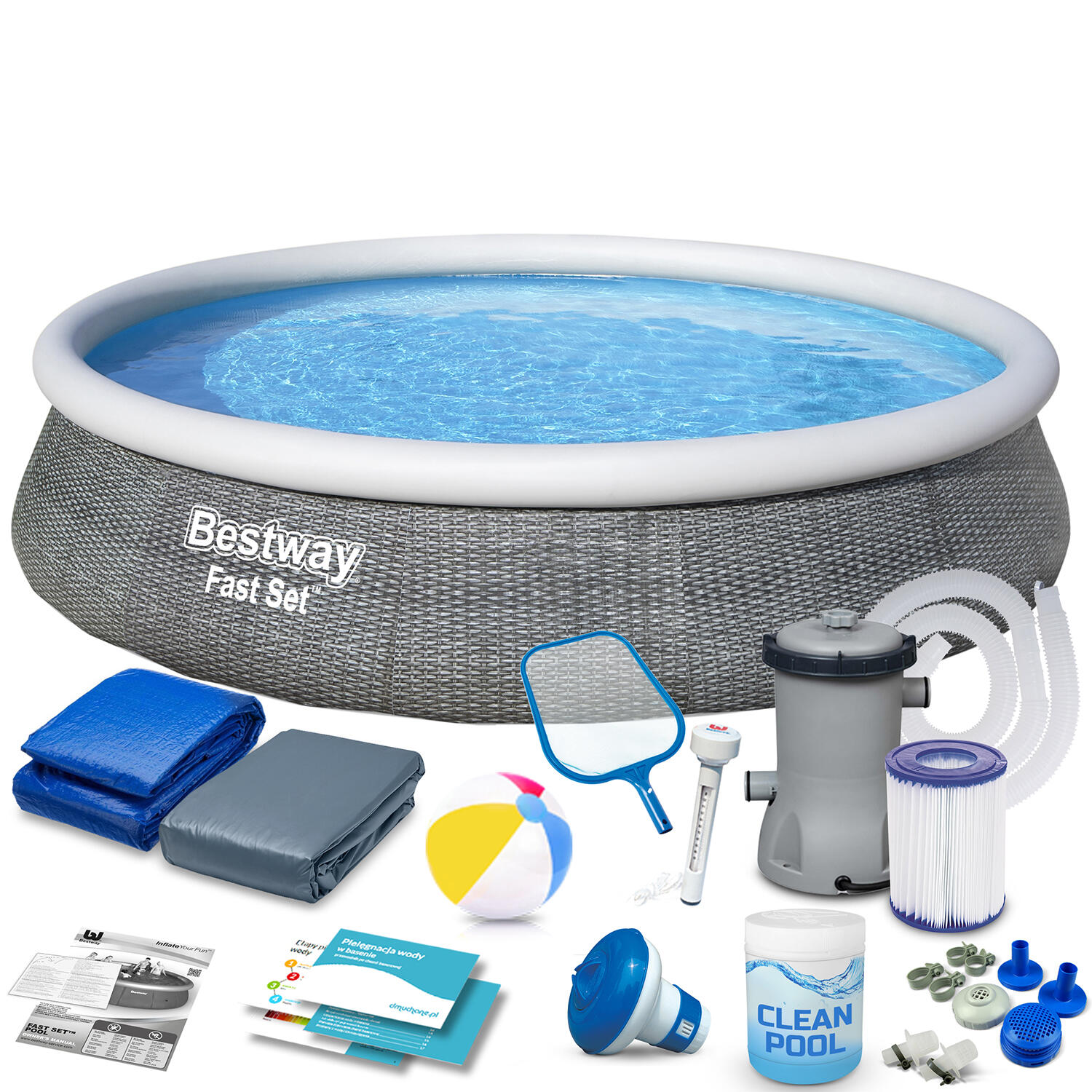 Bestway Basen ogrodowy rozporowy 396x84 zestaw 9w1 57376 57376