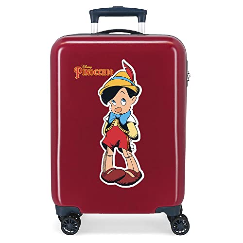 Disney Pinocchio walizka kabinowa czerwona 38 x 55 x 20 cm sztywny ABS zamek szyfrowy z boku 34 l 2 kg 4 podwójne koła