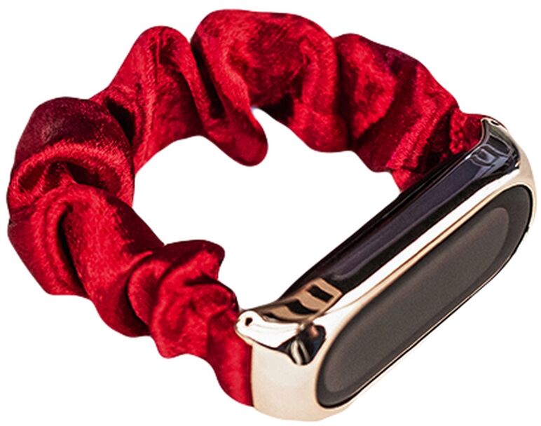 Materiałowa opaska do Xiaomi Mi Band 6 / 5 / 4 / 3 pasek bransoletka gumka scrunchies czerwony