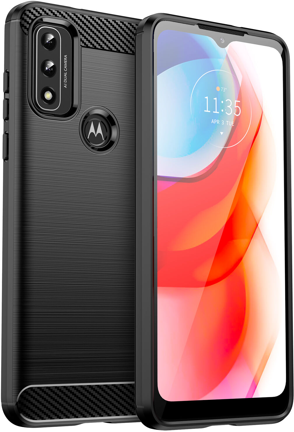 Carbon Case elastyczne etui pokrowiec Motorola Moto G Play 2022 czarny