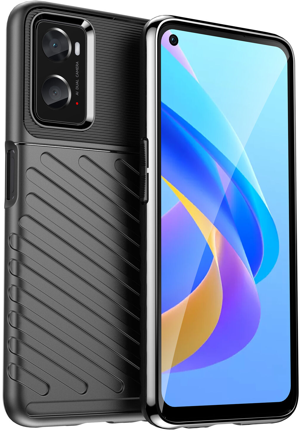 Thunder Case elastyczne pancerne etui pokrowiec Oppo A76 / Oppo A36 / Realme 9i czarny