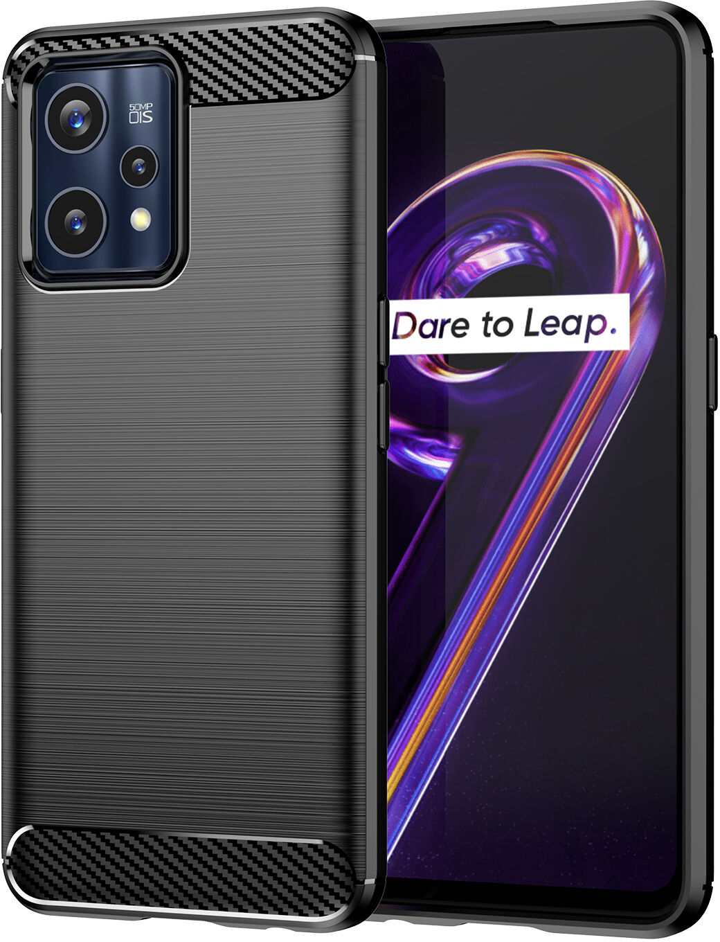 Carbon Case elastyczne etui pokrowiec Realme 9 Pro + (9 Pro Plus) czarny