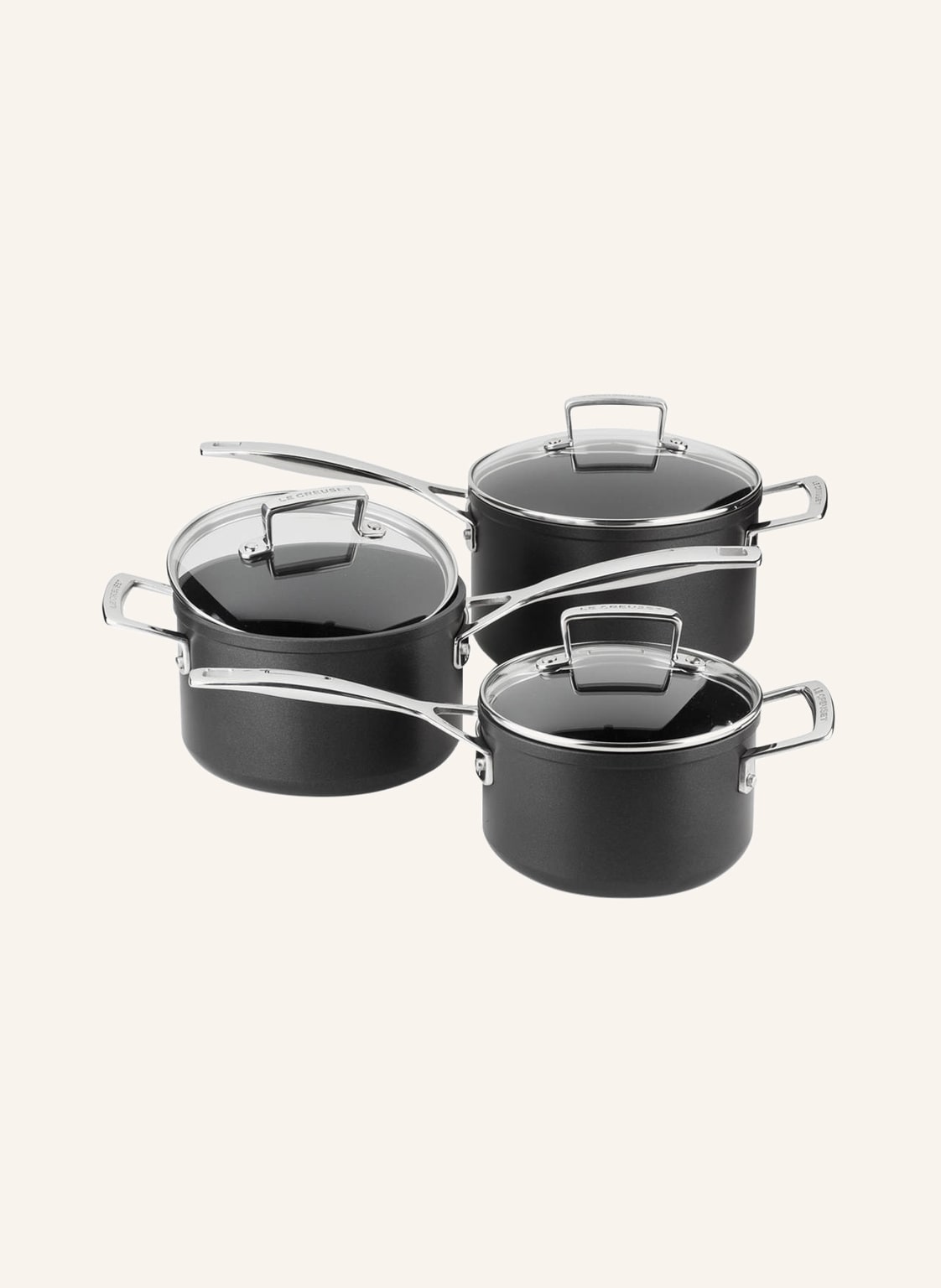 Le Creuset 3-Cz. Zestaw Profesjonalnych Garnków Aluminium Antihaft schwarz