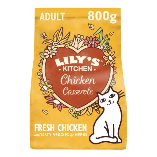 Lily's Kitchen Sucha karma z kurczakiem i ziołami dla dorosłych kotów, pełnowartościowe pożywienie (4 x 800 g)