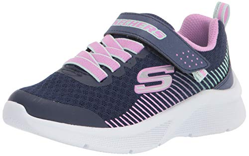 Skechers Dziewczęce sneakersy Microspe, Navy Mesh Lavender Mint Trim - 18 EU