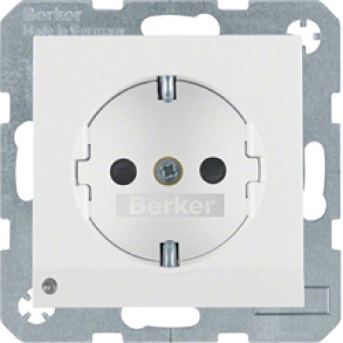 Hager Polo Gniazdo SCHUKO z podświetleniem orientacyjnym Berker B.Kwadrat/B.3/B.7 biały połysk 41098989 41098989