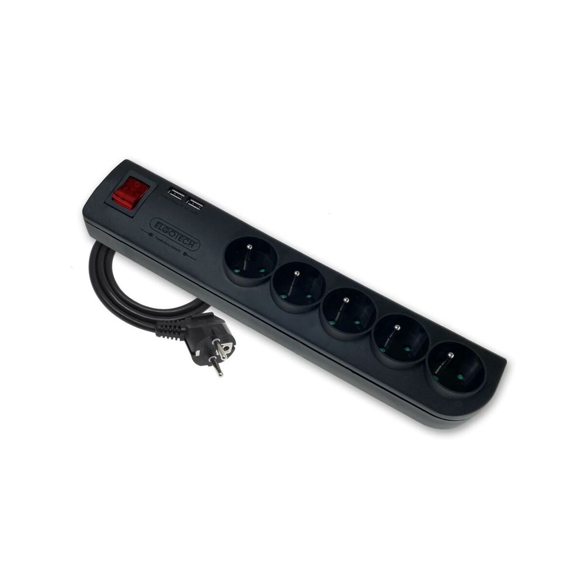 Przedłużacz 5X2P+Z 2XUSB czarny z wyłącznikiem 3 m ELGOTECH