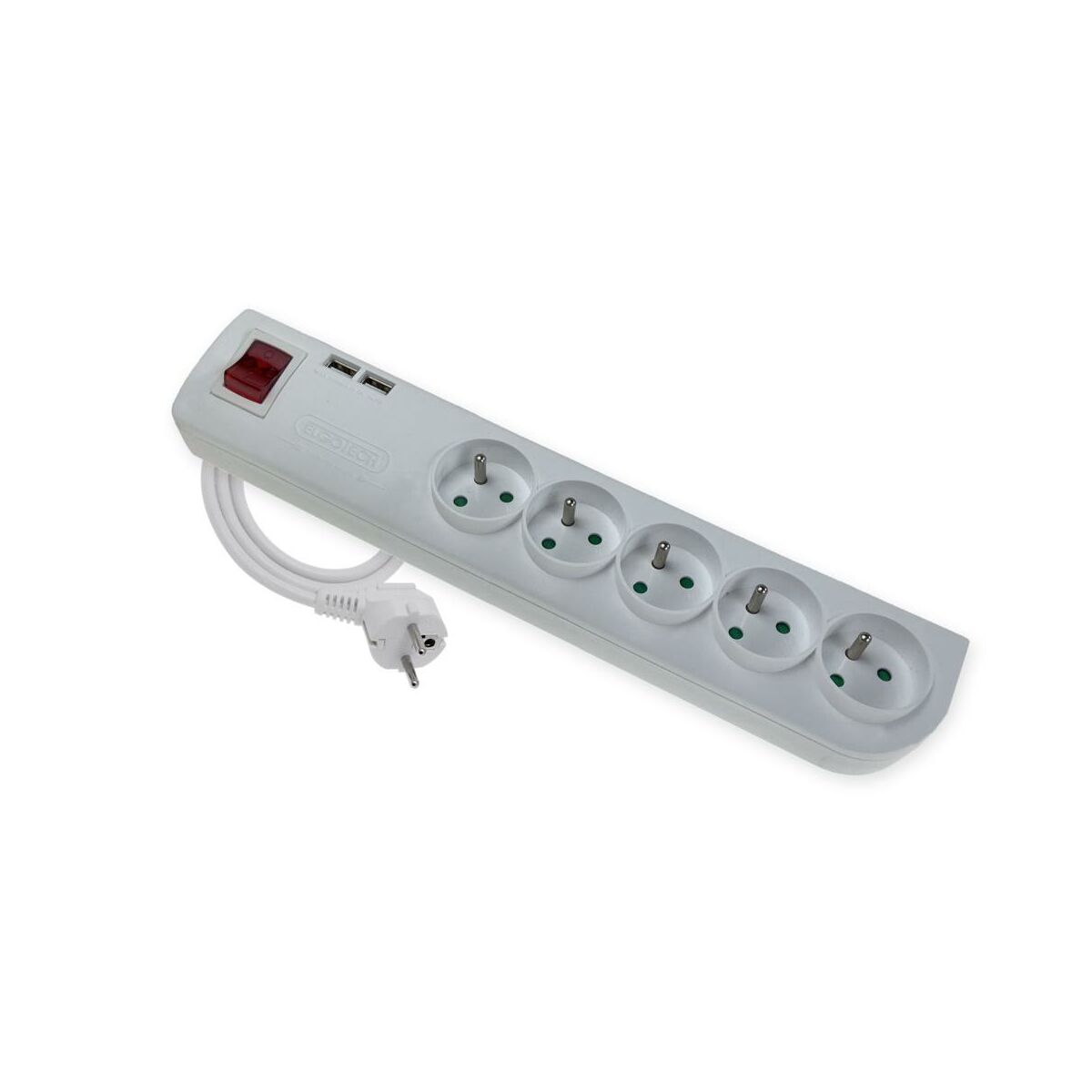 Przedłużacz 5X2P+Z 2XUSB biały z wyłącznikiem 5 m ELGOTECH