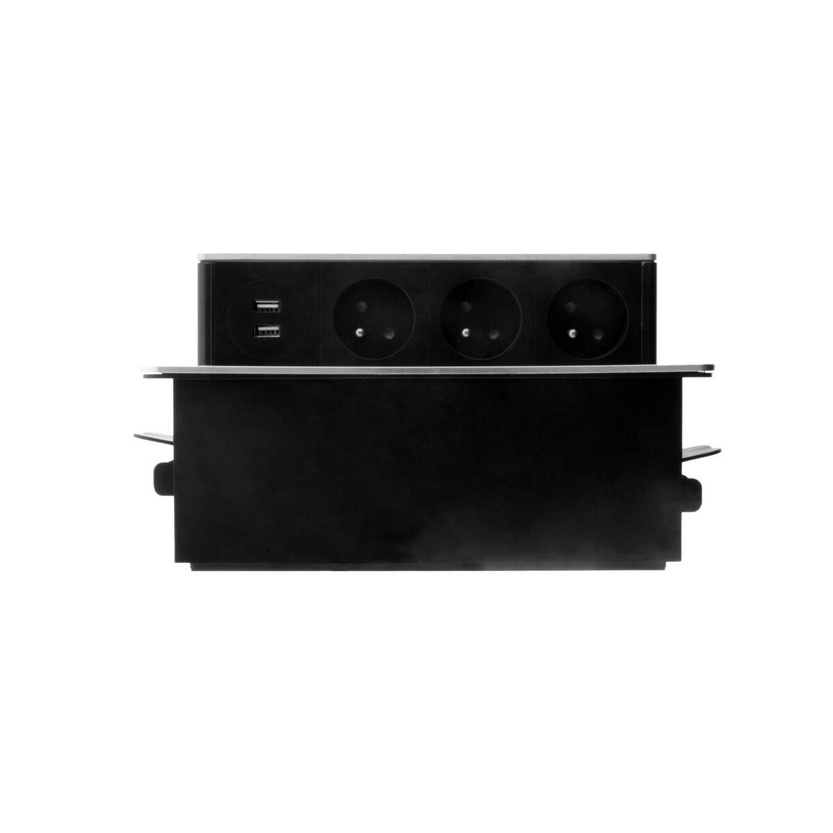 Otio Listwa wysuwana pozioma 3 gniazda z uziemieniem 2 USB 3 x 1,5 mm2 2 m 760206
