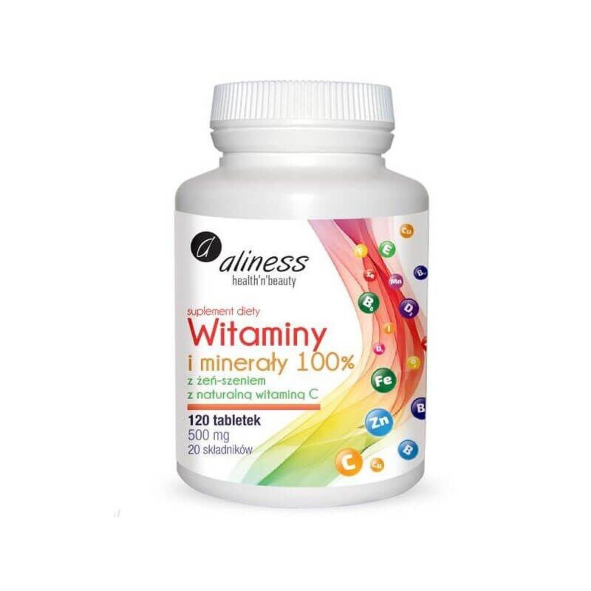 Medicaline Witaminy i Minerały 100% + Żeń-szeń 120kap