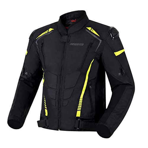 OZONE Pulse kurtka motocyklowa dla mężczyzn, poziom CE, 1 łokcie i ramiona, ochraniacze z poliestru, odpinana, wodoszczelna membrana odblaskowa, 2 zewnętrzne i 1 kieszeń wewnętrzna