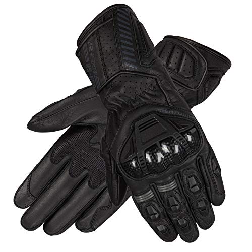 Ozone RS600 skórzane rękawice motocyklowe dla mężczyzn, palce i kostki, zakrywają wentylację, elastyczne elementy, przyjazne dla ekranu dotykowego