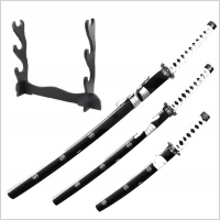 ZESTAW KATANA WAKIZASHI TANTO ZE STOJAKIEM 5KM28-3PCBK