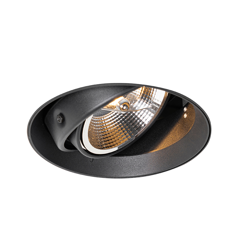 QAZQA Nowoczesna wpuszczana czarna plamka GU10 AR111 okrągła bez wykończenia - Oneon