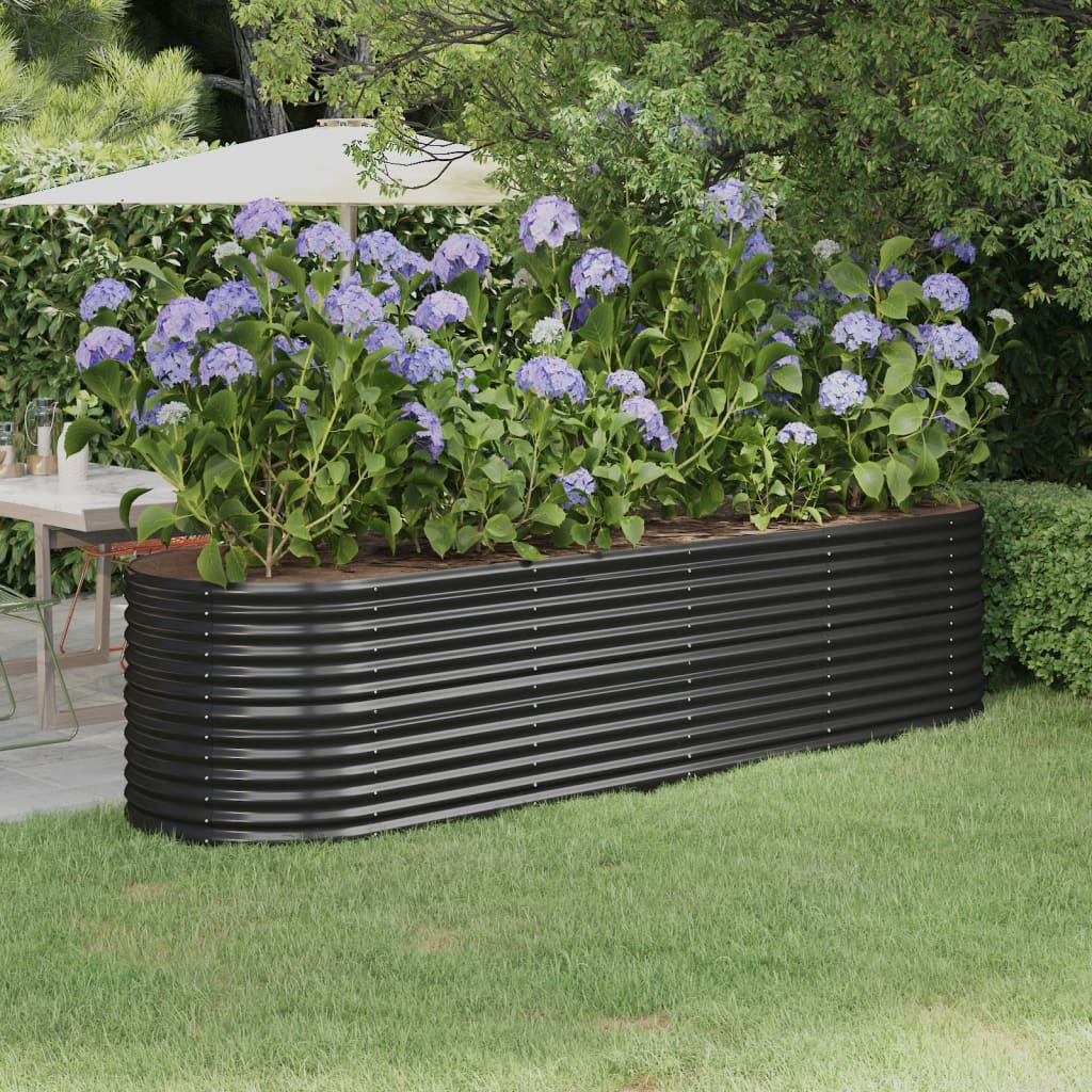 vidaXL Donica ogrodowa, malowana proszkowo stal 296x80x68 cm, antracyt
