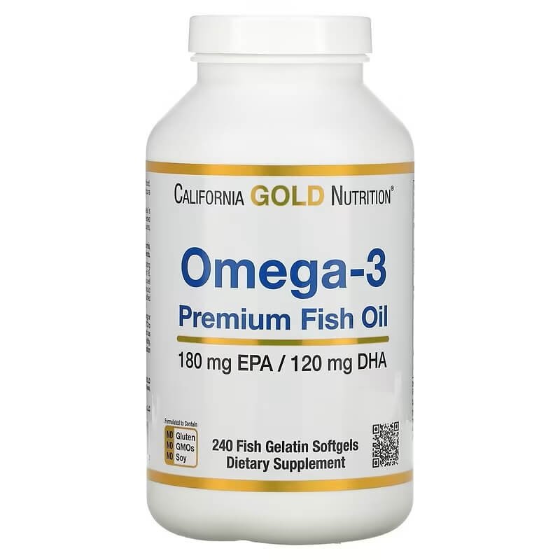 California Gold Nutrition Omega-3 Premium Fish Oil 180 EPA / 120 DHA, 240 kaps.