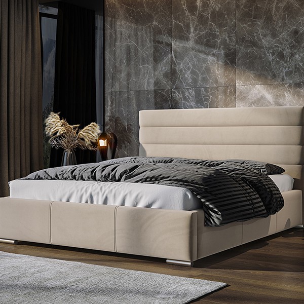 Łóżko SYLVI COMFORTEO tapicerowane : Rozmiar - 140x200, Tkanina - Grupa II, Pojemnik  - Bez pojemnika, Wysokość wezgłowia - 86 cm