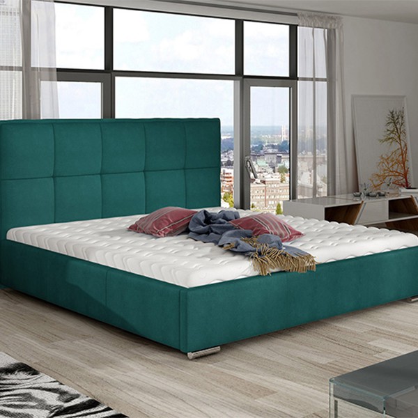 Łóżko CORTINA COMFORTEO tapicerowane : Rozmiar - 90x200, Tkanina - Grupa I, Pojemnik  - Bez pojemnika, Wysokość wezgłowia - 86 cm