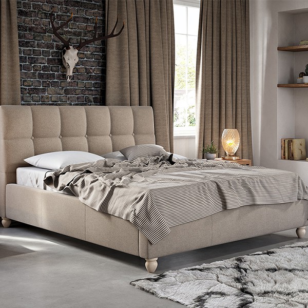 Łóżko ASTON COMFORTEO tapicerowane : Rozmiar - 140x200, Tkanina - Grupa II, Pojemnik  - Z pojemnikiem, Wysokość wezgłowia - 120 cm