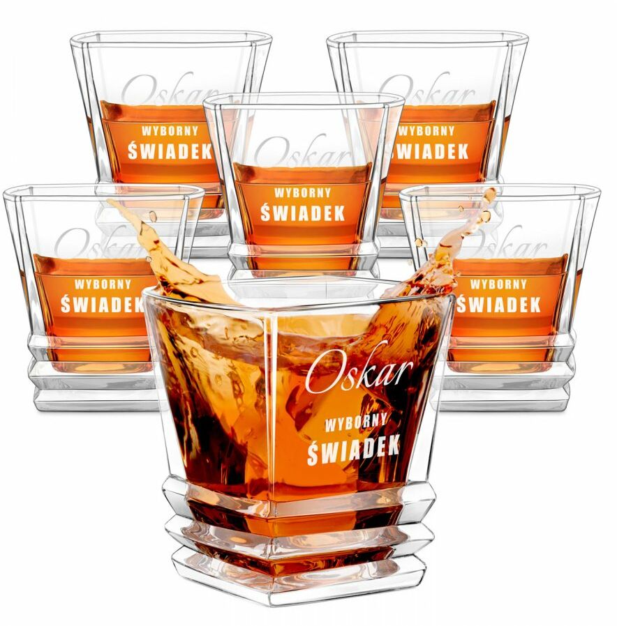 Szklanki geometric zestaw x6 z grawerem dla świadka