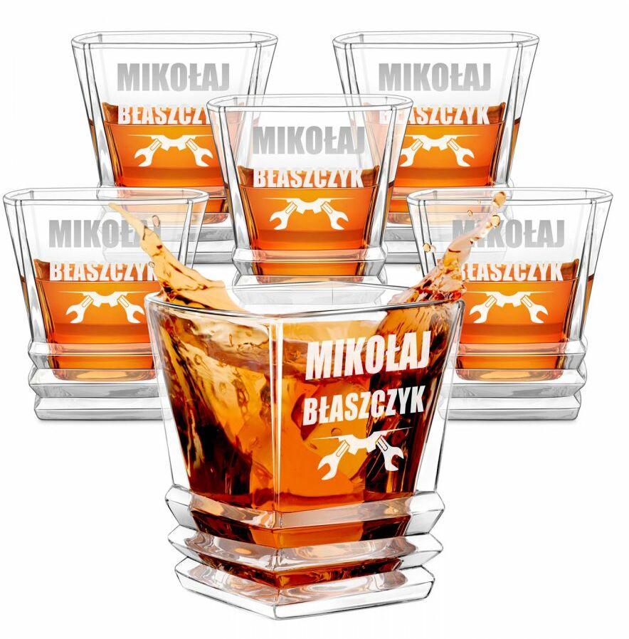 Szklanki geometric zestaw x6 z grawerem dla majsterkowicza