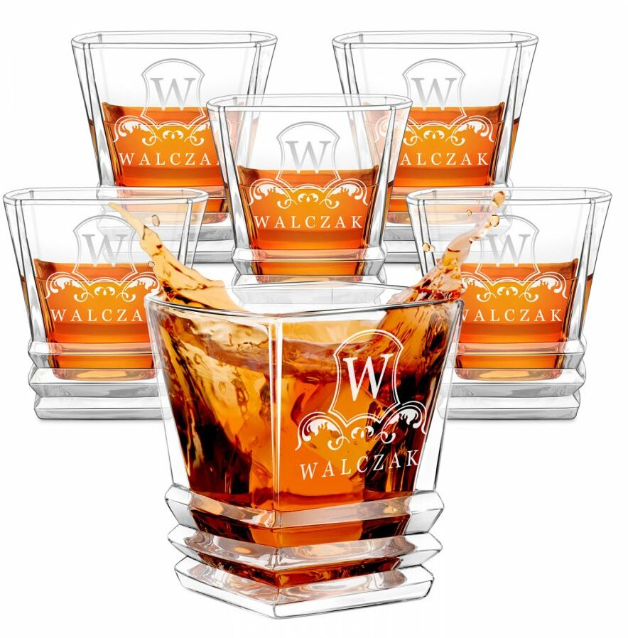 Szklanki geometric zestaw x6 z grawerem dla konesera whisky