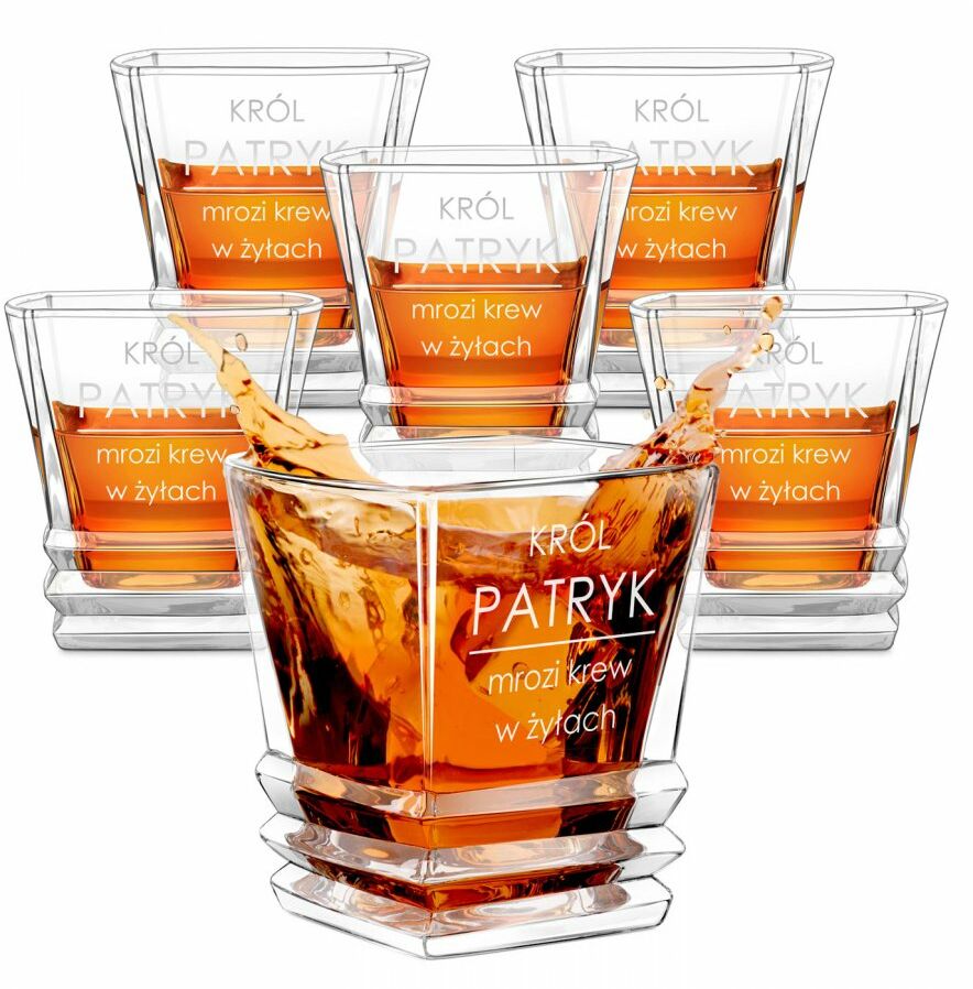Szklanki geometric zestaw x6 z grawerem dla konesera whisky